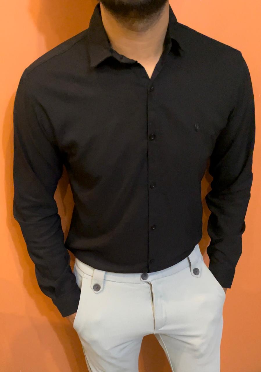 Stretchable Full Sleeve Black Shirt