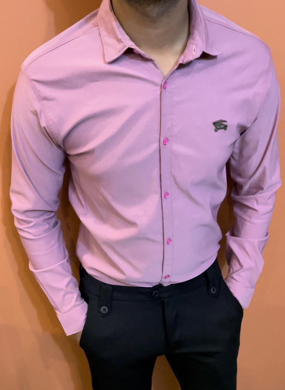 Stretchable Full Sleeve Tea Pink color Shirt