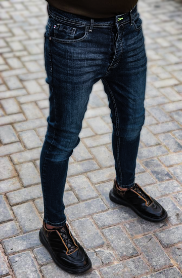 Dark Blue Ankle-Fit Jeans Pant